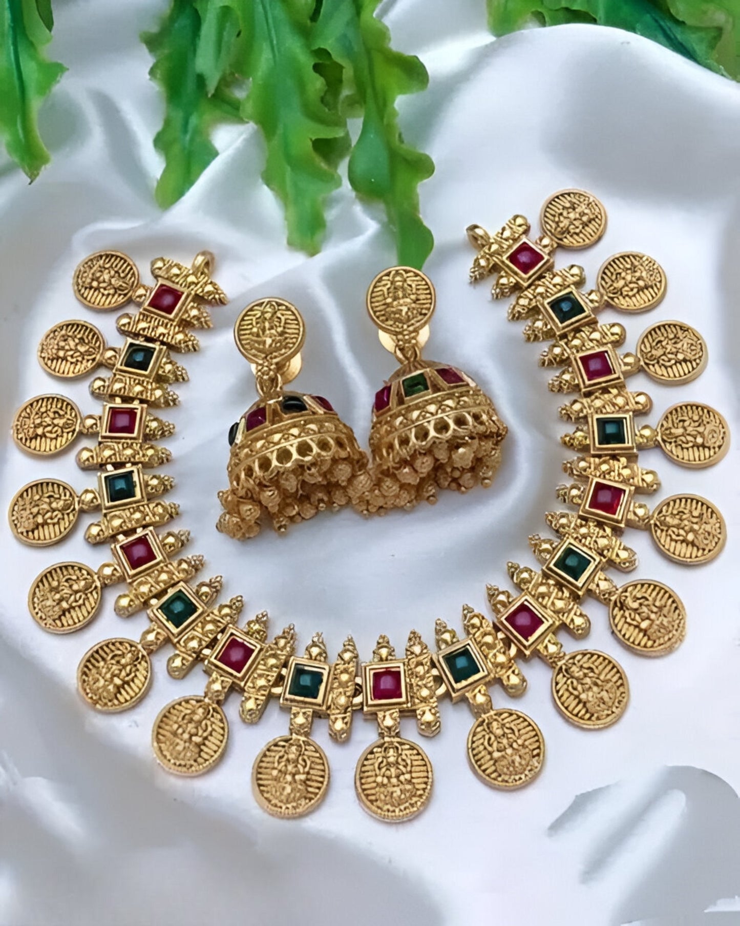 Awesome Mate Plated Colour Stone Necklace Set For Women
