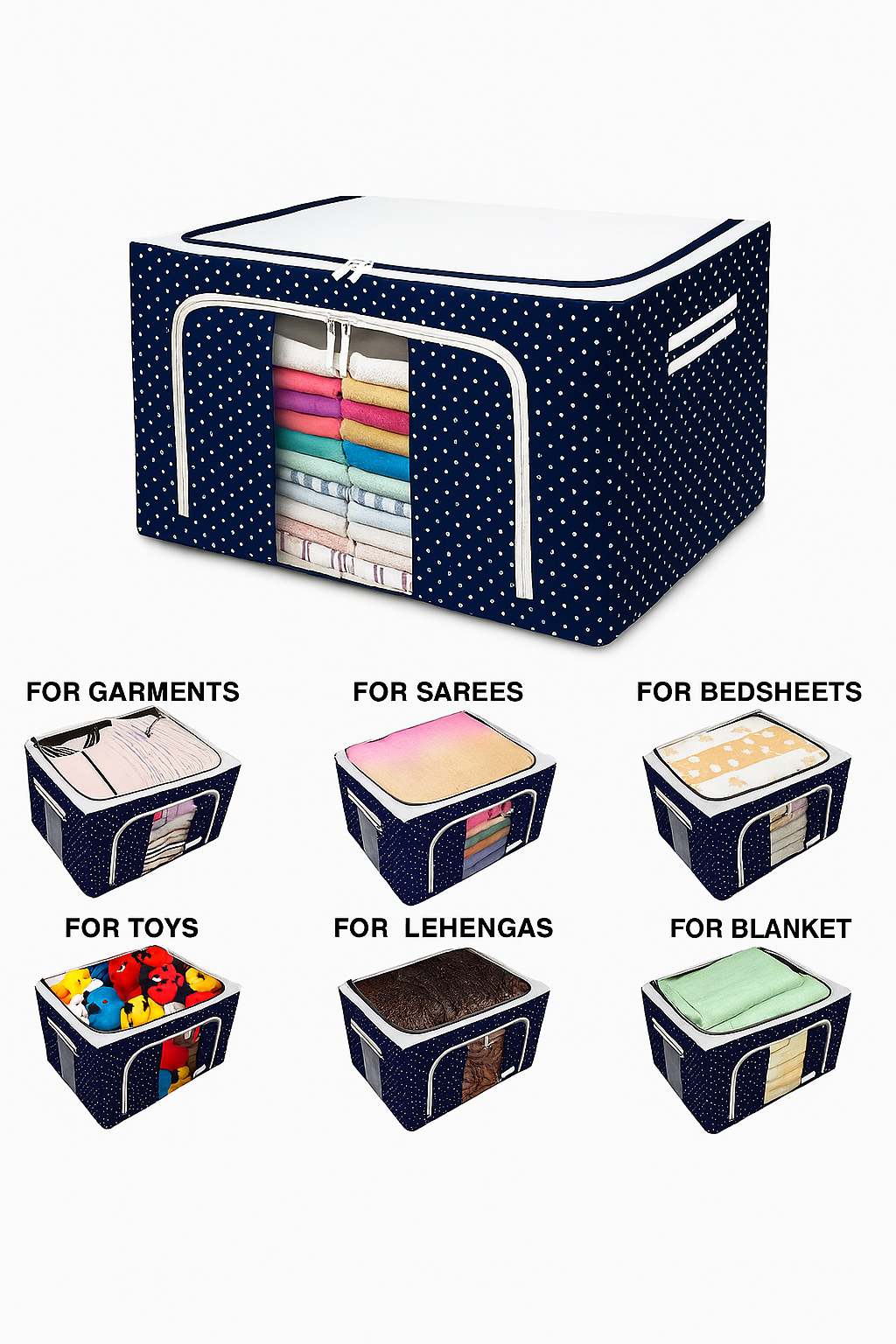 Wardrobe Storage Boxes, Store your Clothes, Sarees, Blankets, Winter Items (Pack of 3)