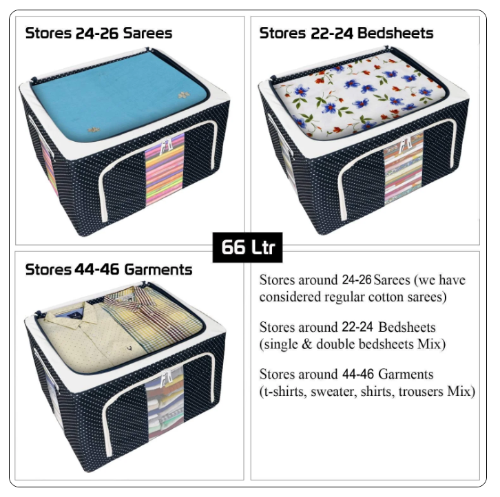 Wardrobe Storage Boxes, Store your Clothes, Sarees, Blankets, Winter Items (Pack of 3)